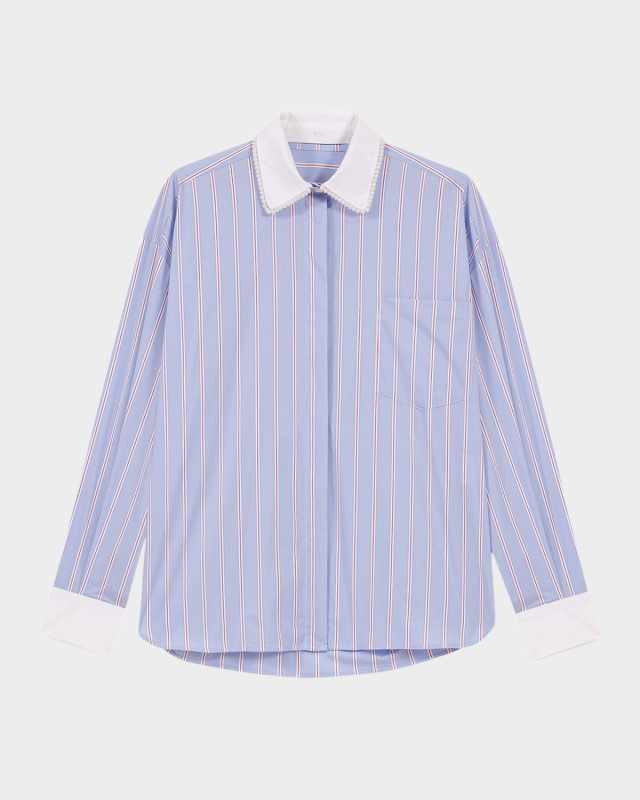 Long-Sleeve Beaded Stripe Shirt